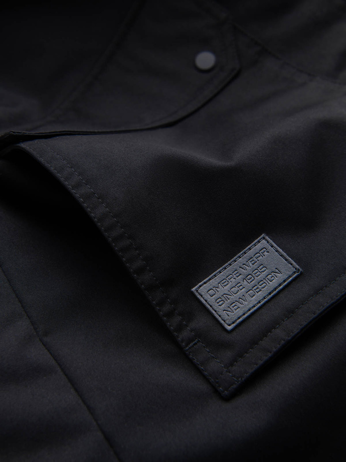 Męska długa kurtka parka sherpa – negru V4 OM-JALJ-0181