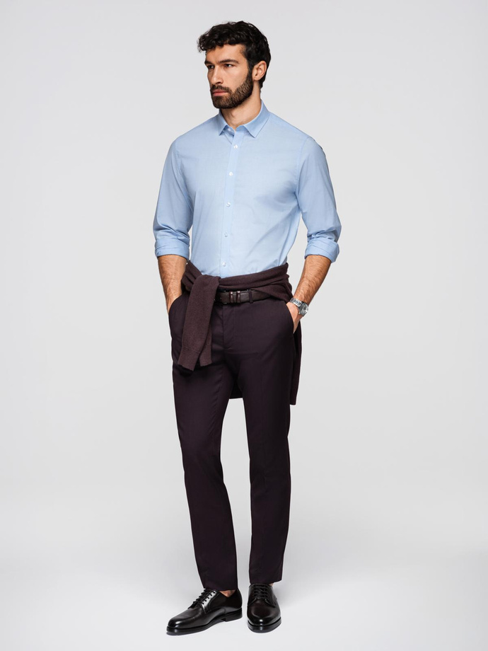 Classic men's cotton REGULAR shirt - blue V1 K699