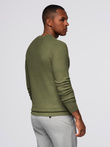 Structured men's sweater with round neckline - olive V1 OM-SWSW-0181