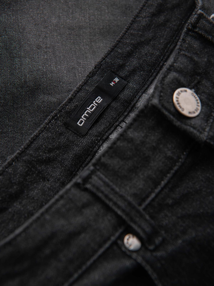 Men's denim shorts with rolled up leg - black V3 OM-SRDS-0164