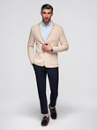 Men's SLIM knit jacket with subtle texture - beige V5 OM-BLZB-0101