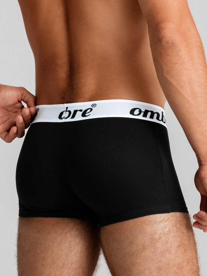 Pánske kontrastné bavlnené boxerky - 7-pack čierne V1 OM-UNBO-0100