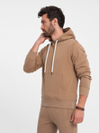 Men's tracksuit set kangaroo sweatshirt + pants - brown V2 Z80