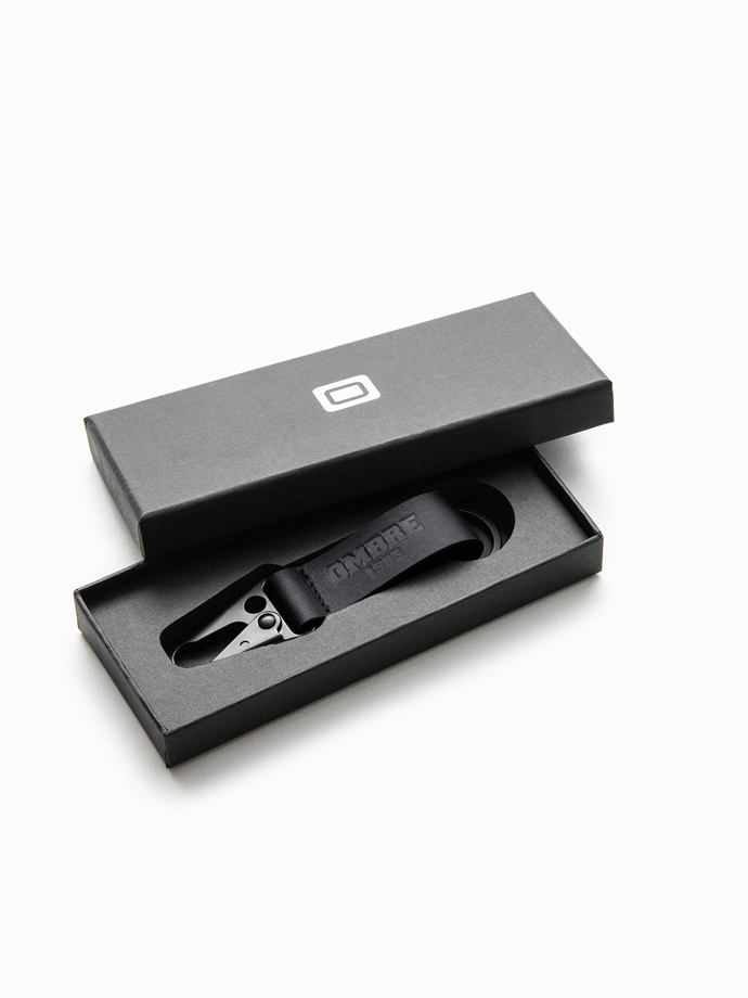 Men's key ring with snap hook - black V1 OU-ACKC-0100