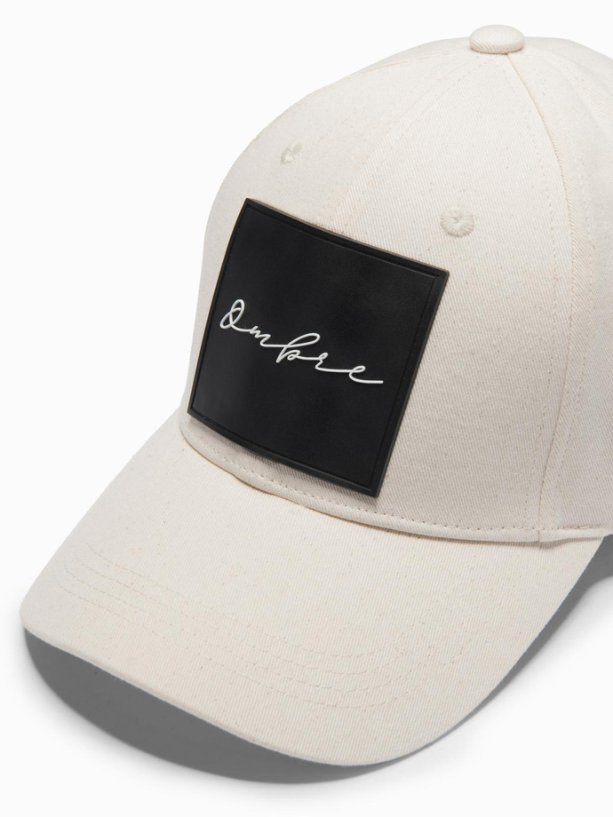 Pánská kšiltovka s velkou nášivkou - krémová V4 OM-ACCS-0101 