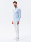 Men's elegant shirt with long sleeves - light blue K307
