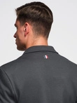 Men's SLIM knit jacket with subtle texture - graphite V1 OM-BLZB-0101