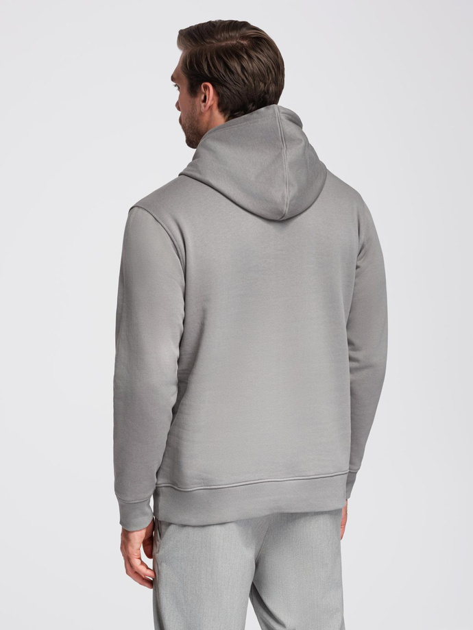 Men's kangaroo hooded sweatshirt - gray V8 OM-SSBN-0177
