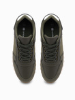 Patchwork men's sneaker shoes in combined materials - dark olive V4 OM-FOSL-0144