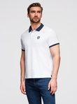 Men's polo shirt with colorful accents - white V2 OM-POSS-0105