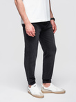 Men's denim JOGGERS pants with classic flare - black V3 OM-PADJ-0265