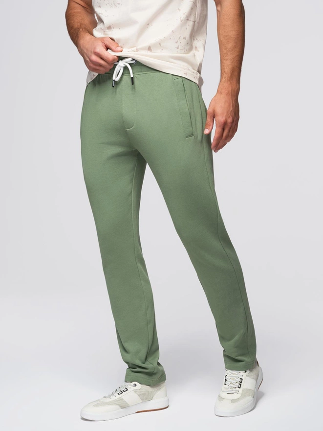 Pantaloni de trening pentru bărbați cu picior fără căptușeală - verde V3 OM-PABS-0206