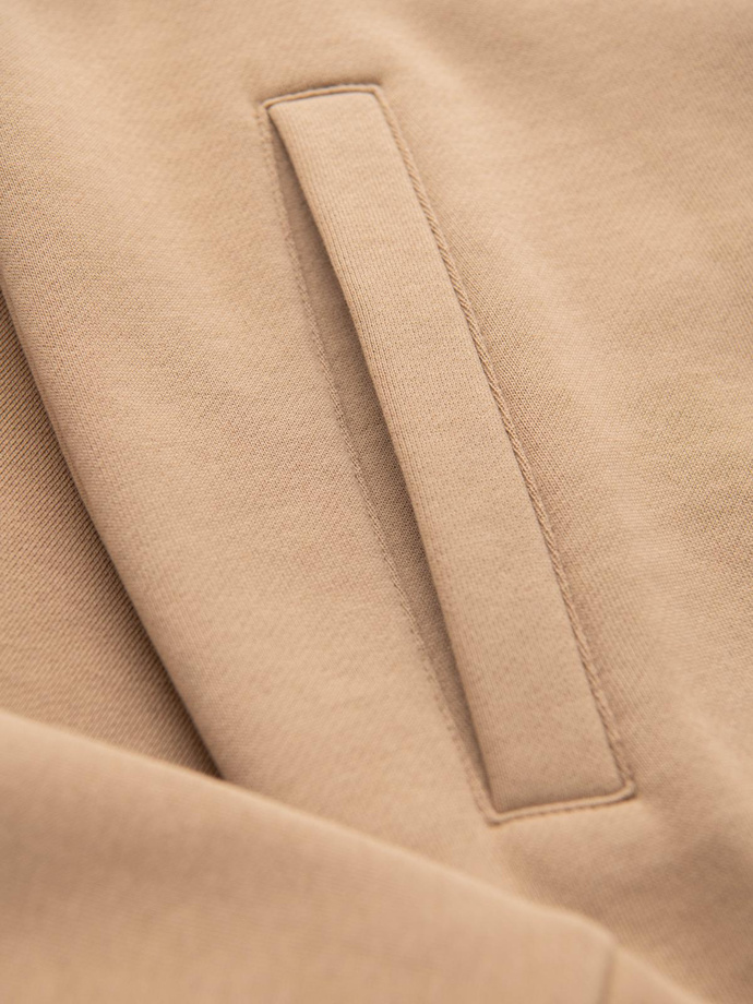 Vyriškas džemperis su apvadais ir aukšta apykakle - rudas V1 OM-SSZP-0224