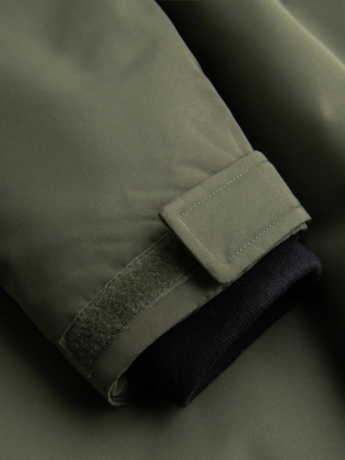 Men's insulated long jacket with reflective elements - olive V3 OM-JALJ-0169
