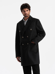 Men's double-breasted coat with decorative buttons - black V2 OM-COWC-0109