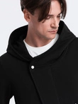 Men's long sweatshirt with asymmetrical button-up HAGA - black B668