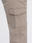 Men's JOGGER pants with zippered cargo pockets - beige V2 OM-PAJO-0123
