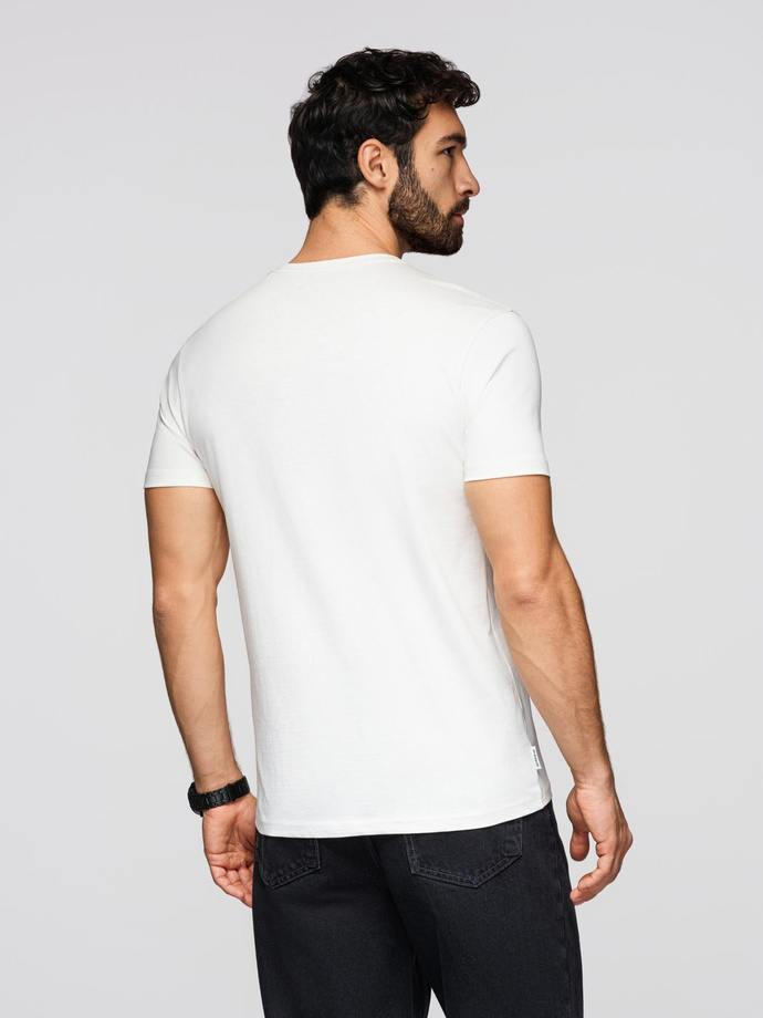 Tricou bărbătesc din bumbac cu logo dublu imprimat - alb V1 OM-TSPT-0211 
