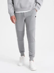 Men's sweatpants with ottoman fabric inserts - gray V5 OM-PASK-0127