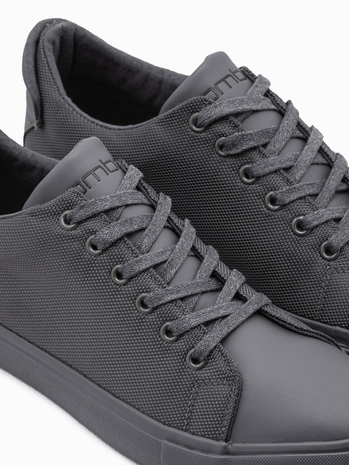 Încălțăminte sport casual monocoloră pentru bărbați din materiale combinate - gri V5 OM-FOCS-0105