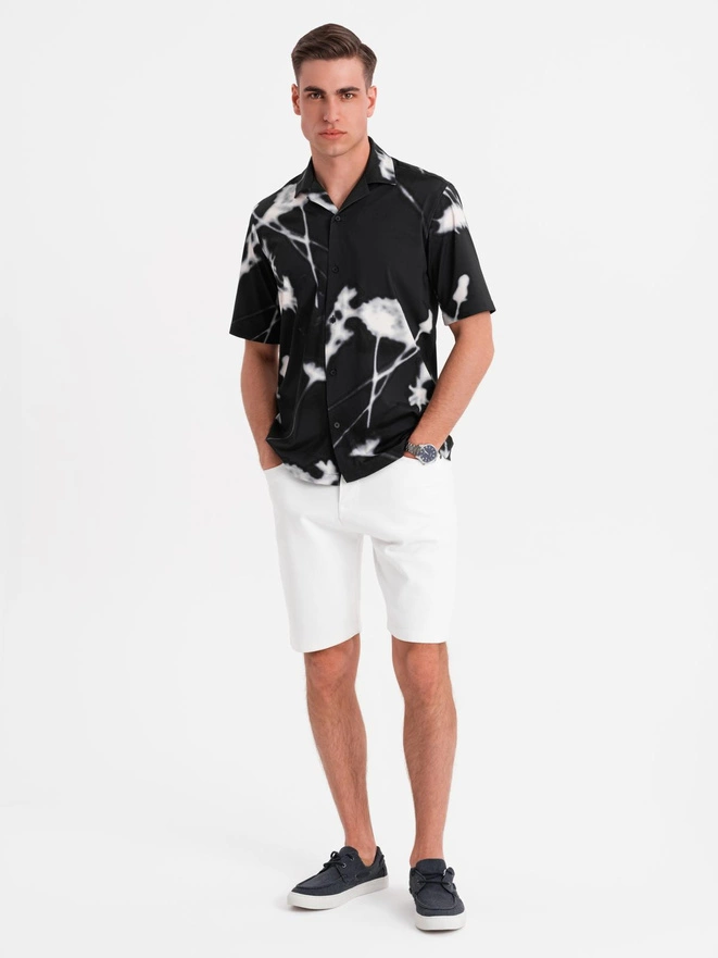 Men's denim shorts with a classic cut - white V1 OM-SRDS-0171