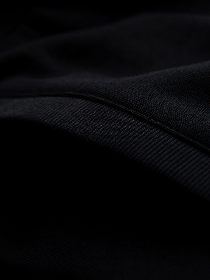 Men's knitted shorts with drawstring and pockets - black V5 OM-SRBS-0139