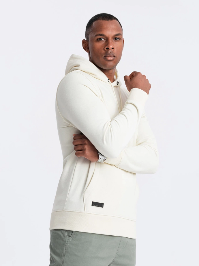 BASIC vyriškas medvilninis džemperis su gobtuvu - kreminis V5 OM-SSBN-0161