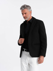 Men's casual blazer with decorative buttons on cuffs - black V3 OM-BLZB-0118