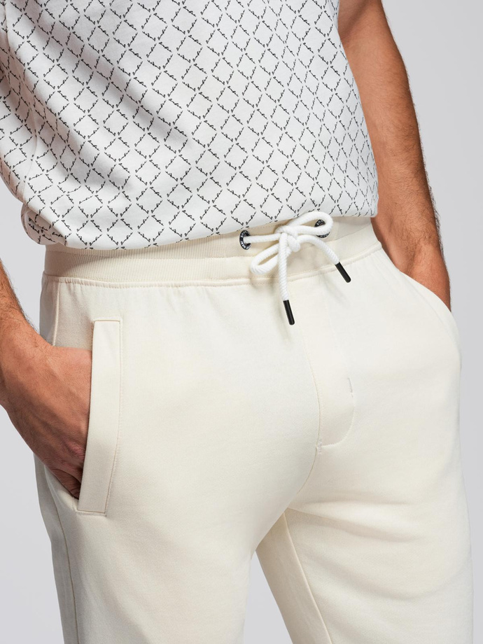 Men's sweatpants with unlined leg - cream V11 OM-PABS-0206