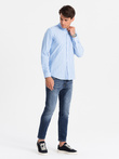 Men's REGULAR FIT shirt in white stripes with pocket - blue V2 OM-SHOS-0171