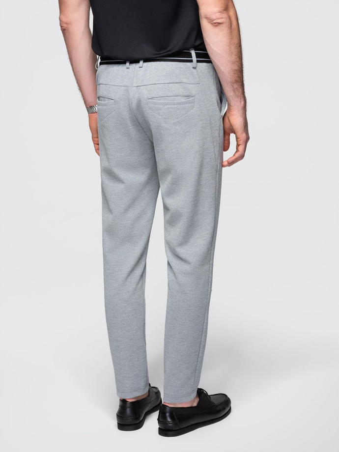 Pantaloni bărbătești tricotați cu talie elastică - gri deschis V1 OM-PACP-0116
