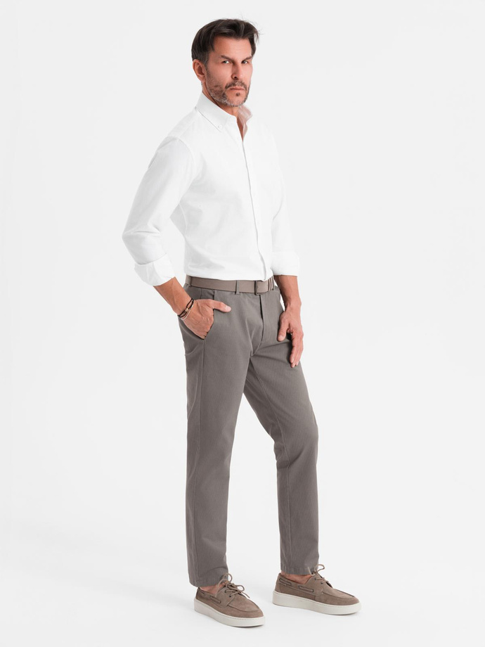 Pánske chino nohavice REGULAR FIT s jemnou textúrou - sivé V1 OM-PACP-0184