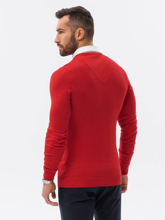 Men's sweater with white collar - red V4 E120