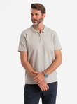 Men's polo shirt with zippered collar - ash V2 OM-POSS-0132