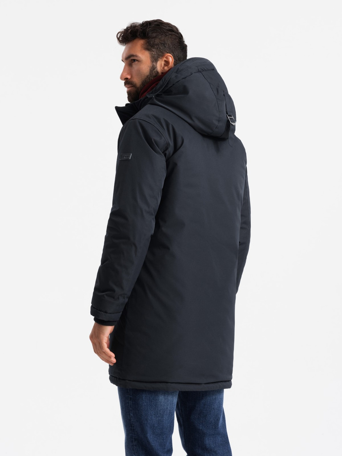 Jachetă parka Classic Long pentru bărbați - negru V6 OM-JALJ-0166