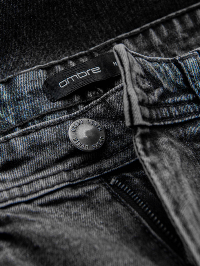 Pantaloni scurți bărbătești din denim cu picioare răsucite - gri V3 OM-SRDS-0134