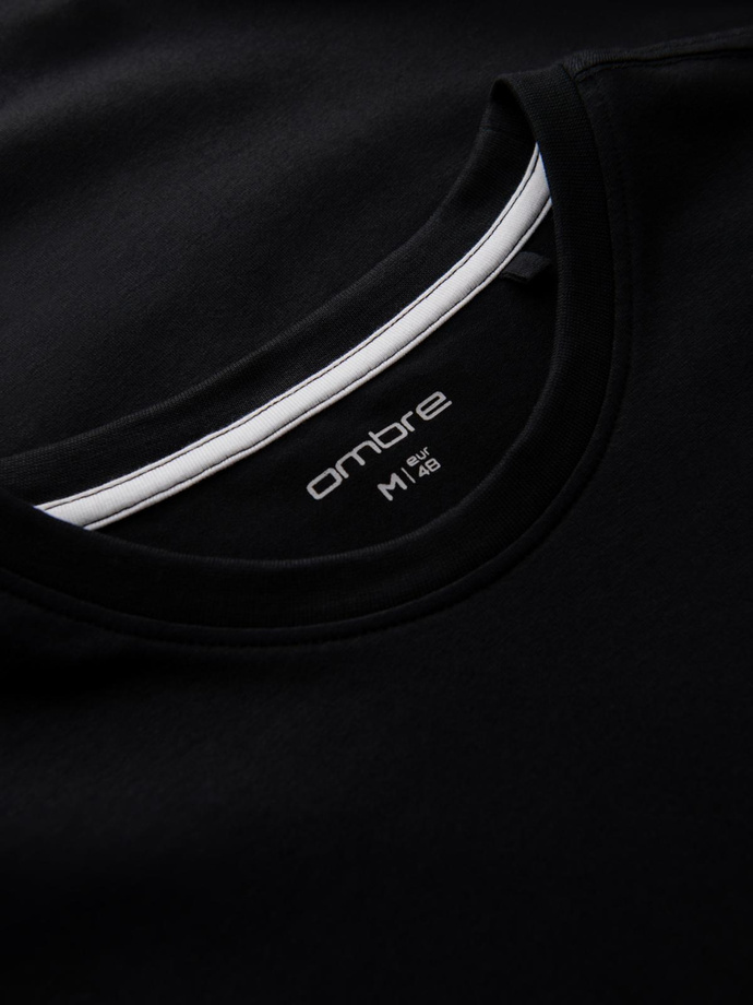 Tricou pentru bărbați SLIM FIT cu gât rotund și logo - negru V3 OM-TSCT-0220