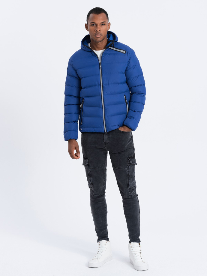 Men's winter quilted jacket - indigo C451