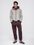 Men's lightweight jacket with mesh lining and hood - gray V6 C640