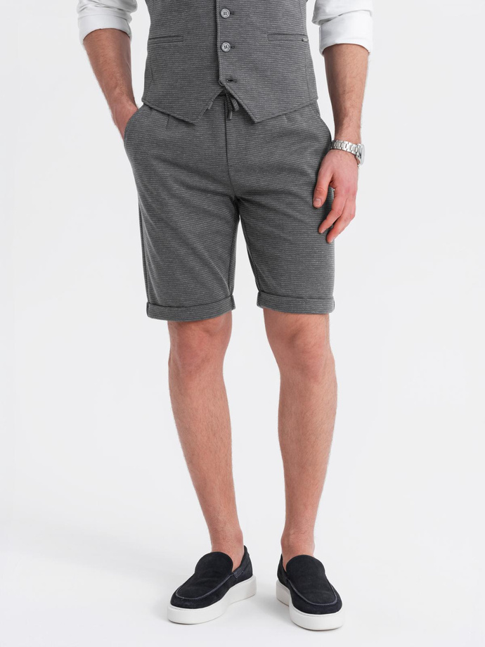 Elegant men's set suit vest + shorts - graphite V3 Z112