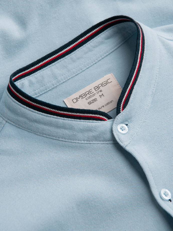 Cămașă tricotată cu mânecă lungă pentru bărbați - albastru V3 K542