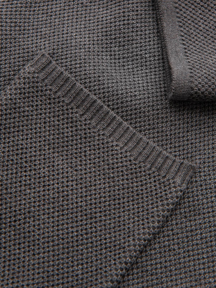 Structured men's cardigan sweater with pockets - graphite melange V2 OM-SWCD-0109