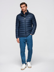 Men's quilted jacket with two fasteners - navy blue V1 OM-JALP-0231