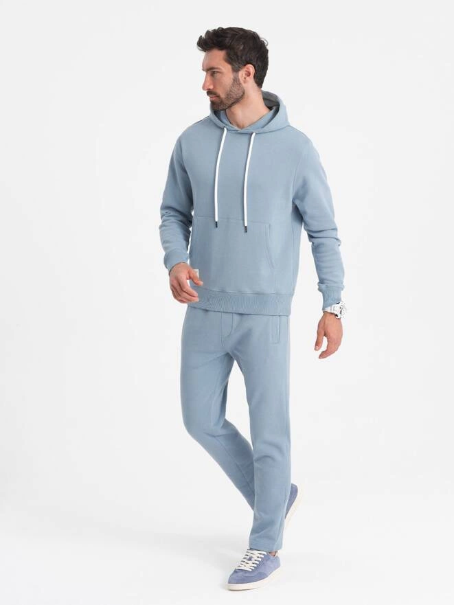 Men's tracksuit set pants + kangaroo sweatshirt - blue V7 Z80