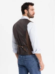 Men's suit vest with classic detailing and lining - brown V2 OM-BLZV-0142