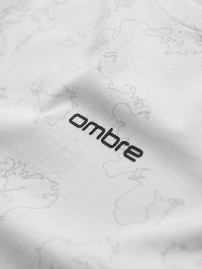 Men's cotton t-shirt with double printed logo - white V1 OM-TSPT-0211 