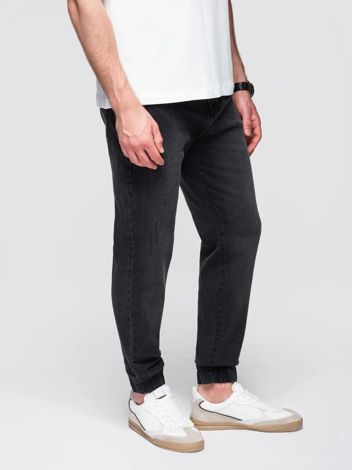 Pantaloni bărbătești JOGGERY din denim cu evazare clasică - negru V3 OM-PADJ-0265