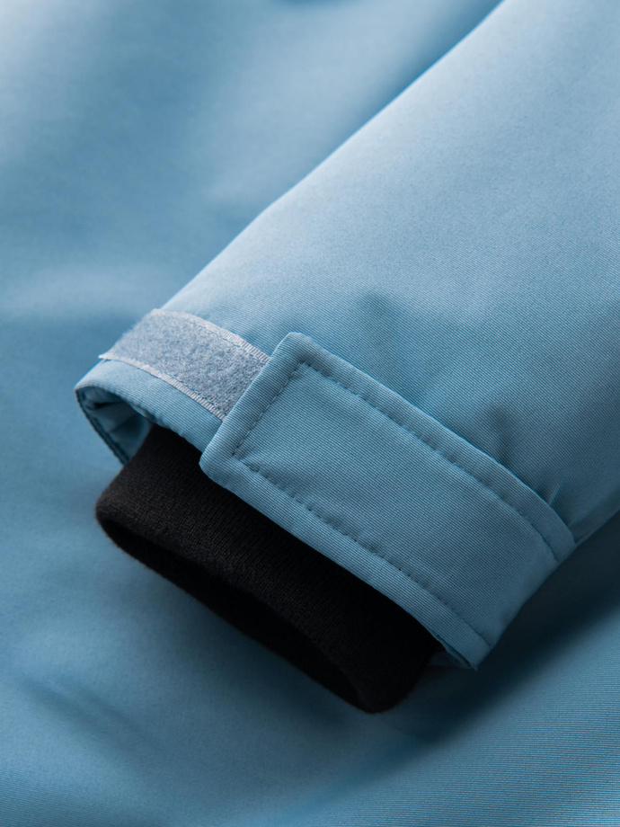 Vyriška apšiltinta ilga striukė su šviesą atspindinčiais elementais - mėlyna V4 OM-JALJ-0169