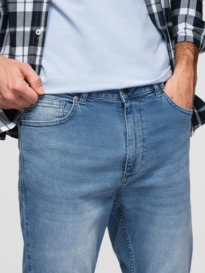 Pantaloni din denim pentru bărbați CARROT cu frecare - albastru deschis V1 OM-PADP-0253