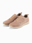Pánske ľahké semišové tenisky v športovom štýle - béžové V3 OM-FOSL-0205